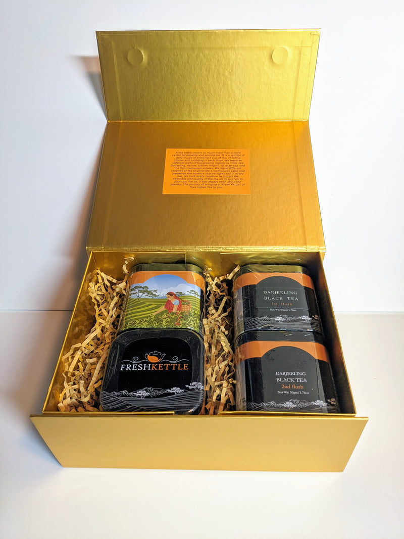 Gift Basket - Combo Pack of 4 different Indian Teas and holiday card